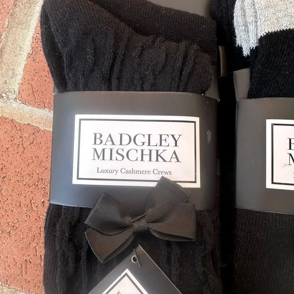 Badgley Mischka Luxury Cashmere Socks 4-Pair Set black Womens sz 6-10 NEW